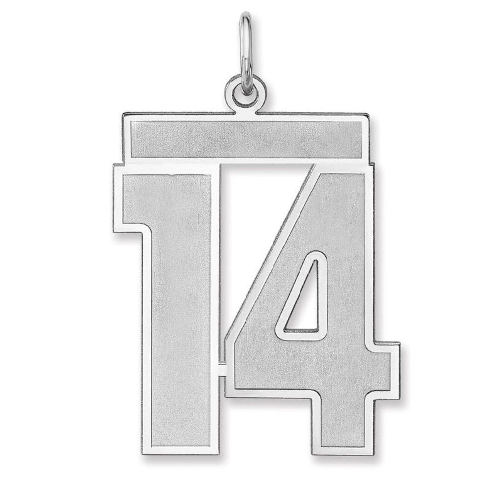 Sterling Silver, Jersey Collection, Extra Large Number 14 Pendant